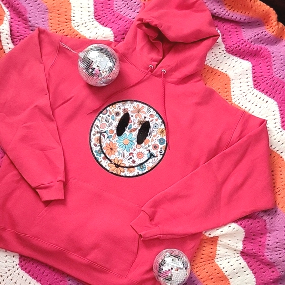Floral smiley hoodie